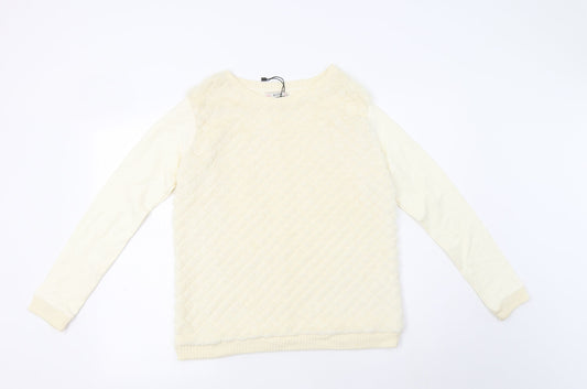 Bershka Womens Ivory  Polyester Pullover Sweatshirt Size M