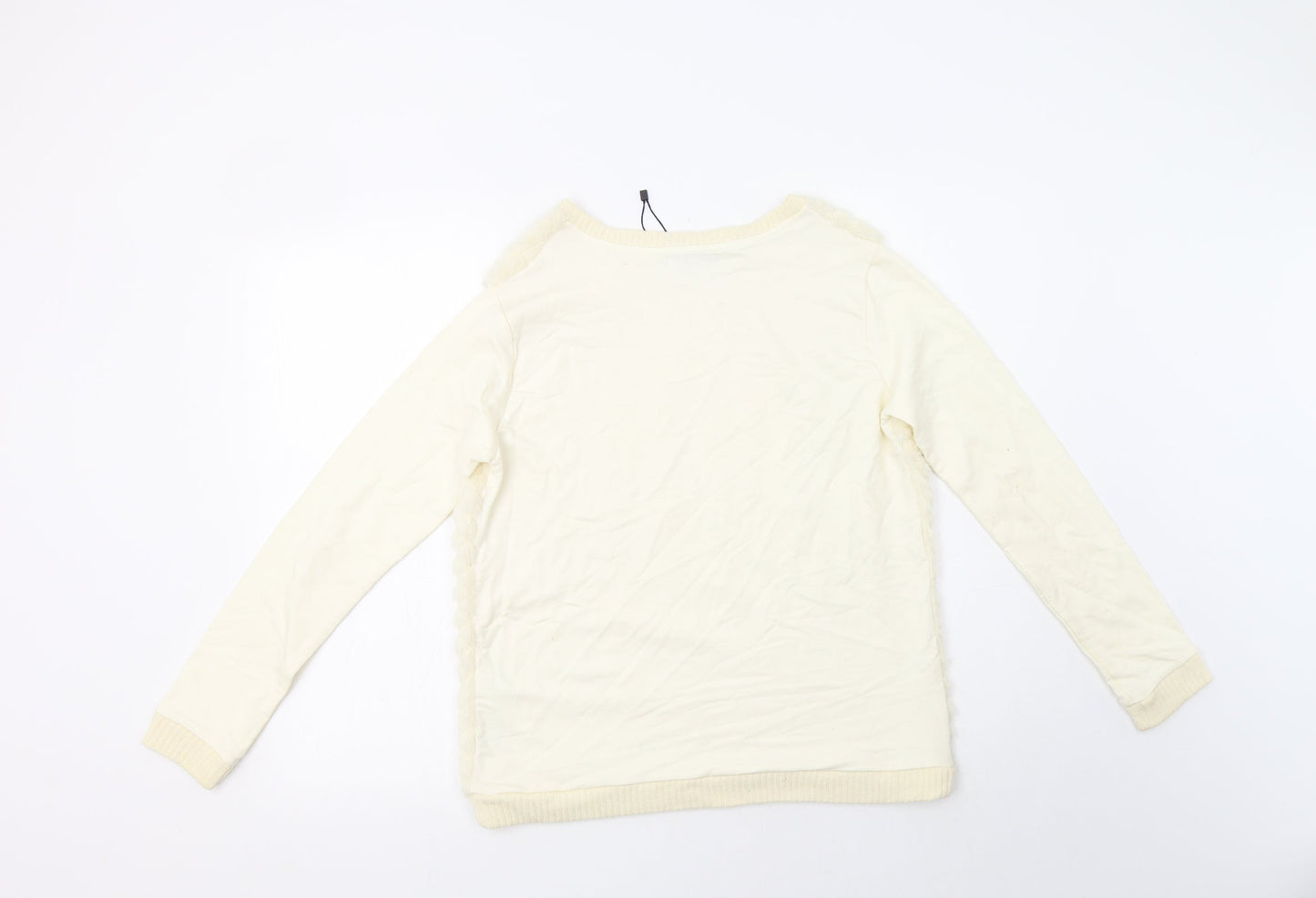 Bershka Womens Ivory  Polyester Pullover Sweatshirt Size M
