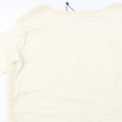 Bershka Womens Ivory  Polyester Pullover Sweatshirt Size M