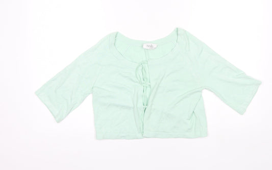 Wallis Womens Green Round Neck  Viscose Shrug Jumper Size S