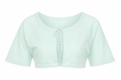 Front view of Wallis women’s green round neck viscose shrug jumper, size S