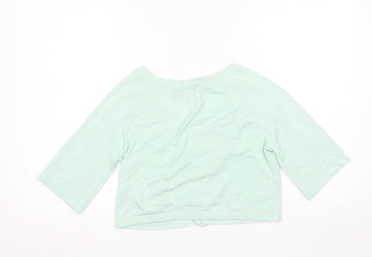 Wallis Womens Green Round Neck  Viscose Shrug Jumper Size S