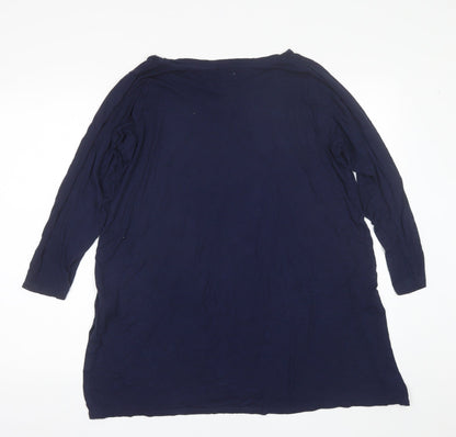 Anthology Womens Blue  Viscose Basic Blouse Size 14 Round Neck