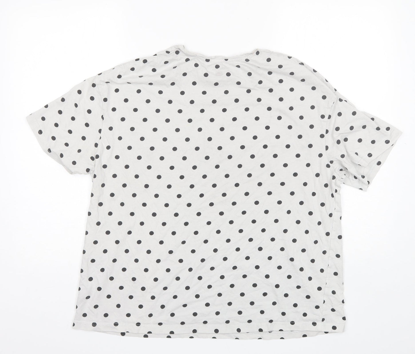 F&F Womens White Polka Dot Cotton Top Pyjama Top Size 12