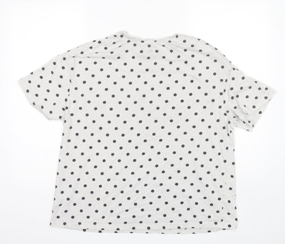 F&F Womens White Polka Dot Cotton Top Pyjama Top Size 12