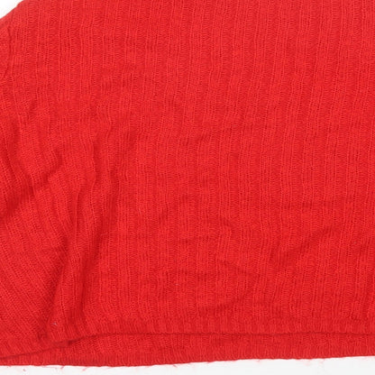 Womens UK Size L Divided Red Pullover Jumper