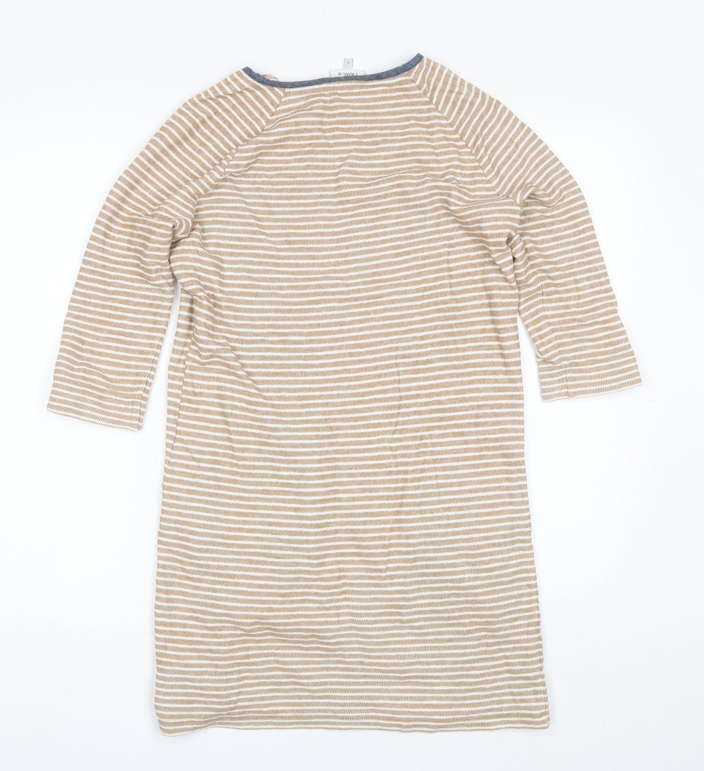 NEXT Womens Brown Striped Cotton Shift  Size 6  Round Neck
