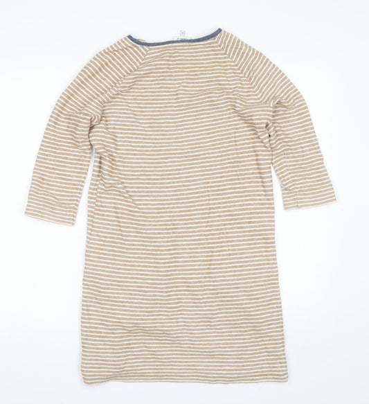 NEXT Womens Brown Striped Cotton Shift  Size 6  Round Neck
