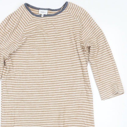 NEXT Womens Brown Striped Cotton Shift  Size 6  Round Neck