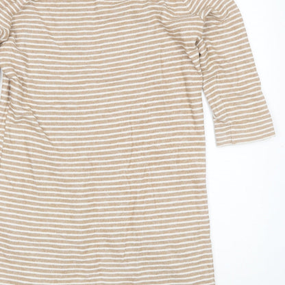 NEXT Womens Brown Striped Cotton Shift  Size 6  Round Neck