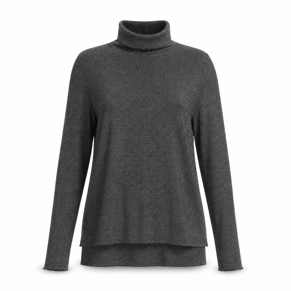 Front view of Astradivarius women’s grey polyamide basic blouse, size S, high neck