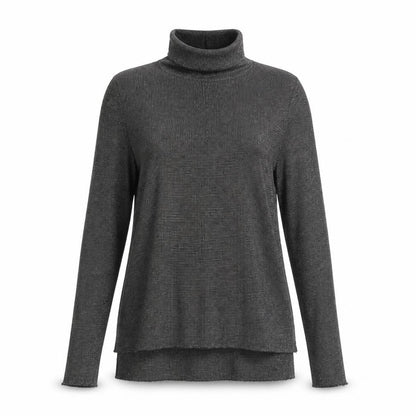 Front view of Astradivarius women’s grey polyamide basic blouse, size S, high neck