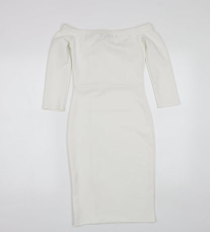 Style Womens White  Polyester A-Line  Size 8  Off the Shoulder