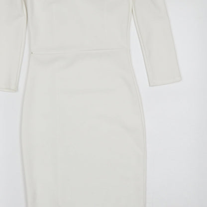 Style Womens White  Polyester A-Line  Size 8  Off the Shoulder
