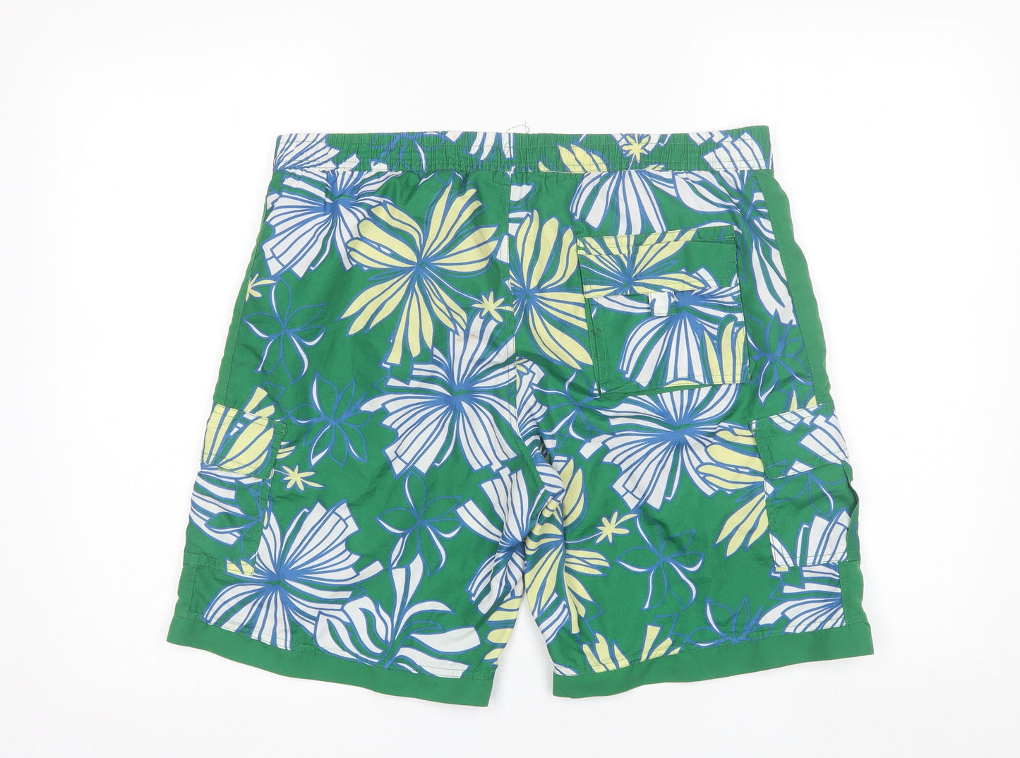 Freeplayer Mens Green Floral Polyester Bermuda Shorts Size M L8 in Regular