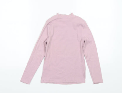 George Girls Purple  Cotton Basic T-Shirt Size 9-10 Years Mock Neck