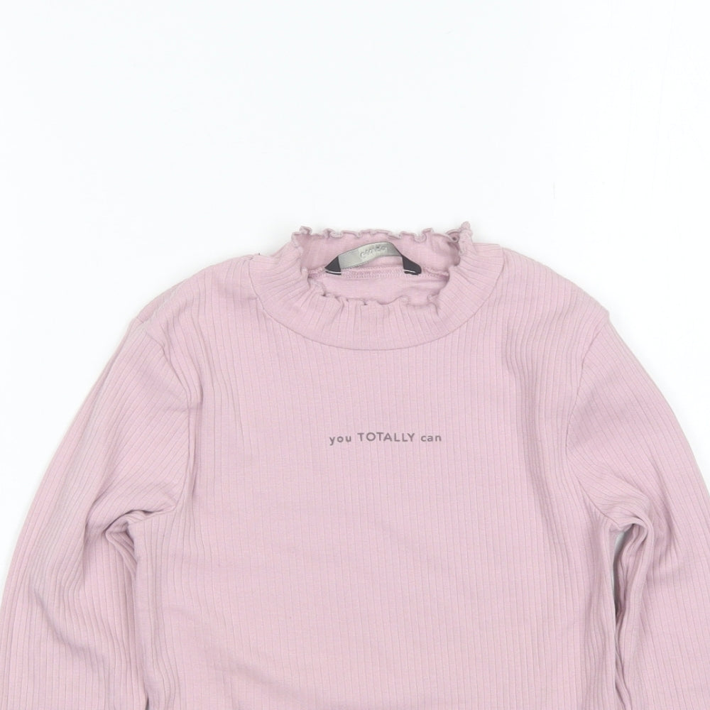George Girls Purple  Cotton Basic T-Shirt Size 9-10 Years Mock Neck