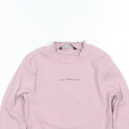 George Girls Purple  Cotton Basic T-Shirt Size 9-10 Years Mock Neck