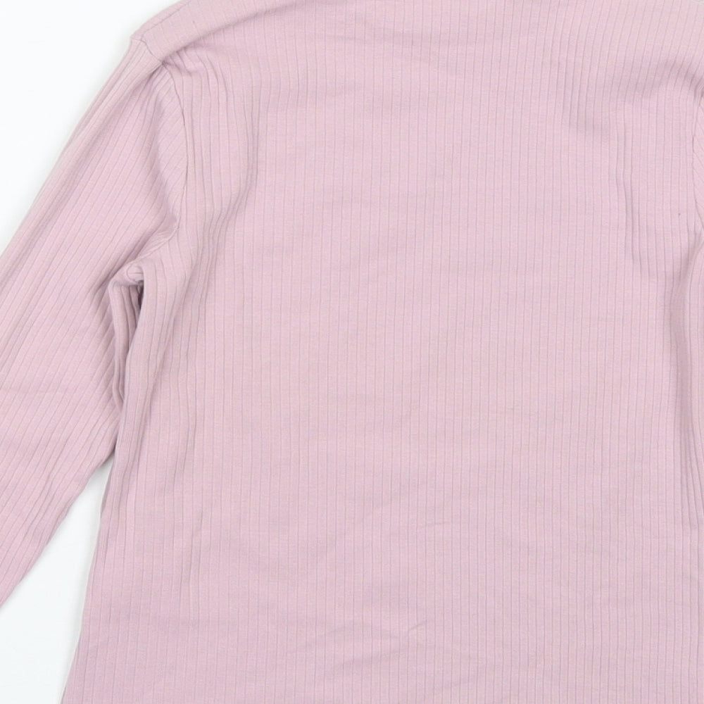 George Girls Purple  Cotton Basic T-Shirt Size 9-10 Years Mock Neck