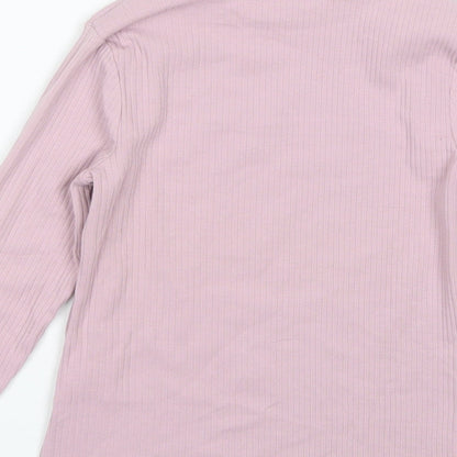 George Girls Purple  Cotton Basic T-Shirt Size 9-10 Years Mock Neck