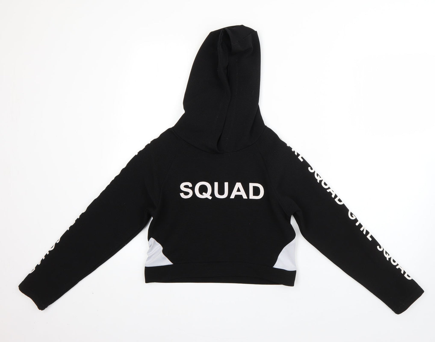 YD Girls Black  Polyester Pullover Hoodie Size 10-11 Years   - girl squad