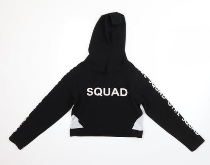 YD Girls Black  Polyester Pullover Hoodie Size 10-11 Years   - girl squad