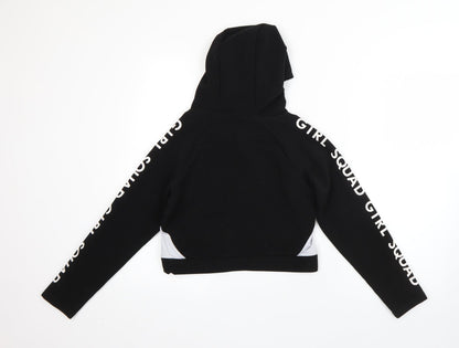 YD Girls Black  Polyester Pullover Hoodie Size 10-11 Years   - girl squad