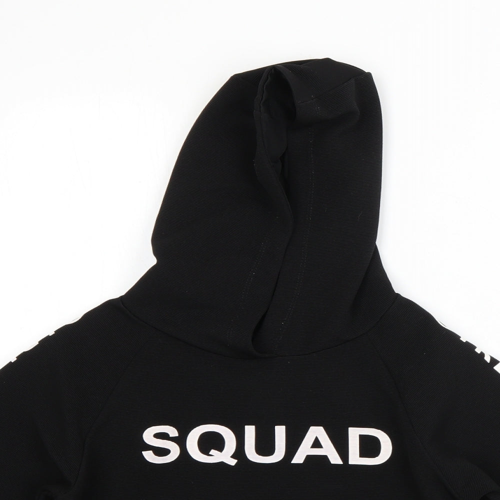 YD Girls Black  Polyester Pullover Hoodie Size 10-11 Years   - girl squad