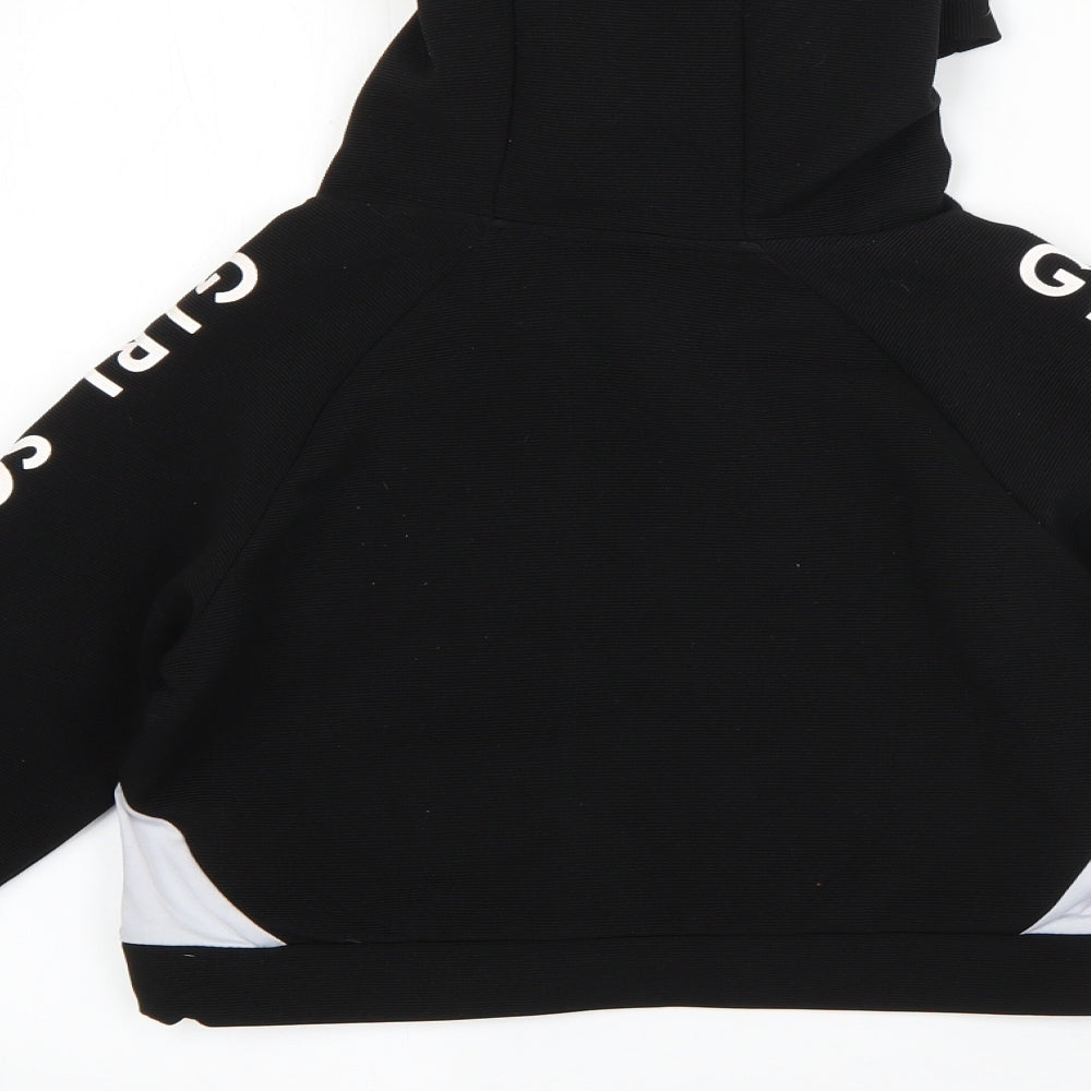 YD Girls Black  Polyester Pullover Hoodie Size 10-11 Years   - girl squad