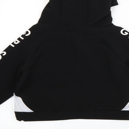 YD Girls Black  Polyester Pullover Hoodie Size 10-11 Years   - girl squad