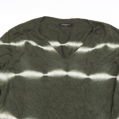 Preworn Mens Green V-Neck  Viscose Pullover Jumper Size S
