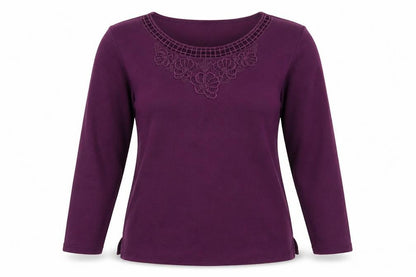 Bonmarché Womens Purple Round Neck Polyester Pullover Jumper Size S