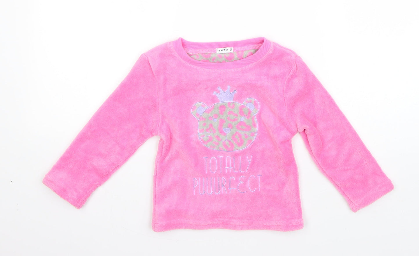 Crafted Girls Pink Round Neck  Polyester Pullover Jumper Size 2-3 Years   - tiger