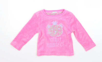 Crafted Girls Pink Round Neck  Polyester Pullover Jumper Size 2-3 Years   - tiger