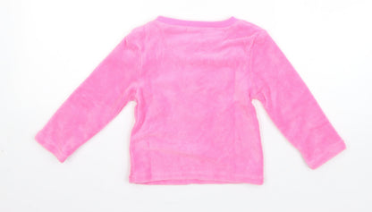 Crafted Girls Pink Round Neck  Polyester Pullover Jumper Size 2-3 Years   - tiger