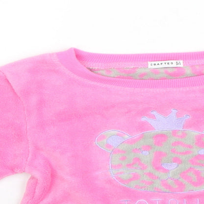 Crafted Girls Pink Round Neck  Polyester Pullover Jumper Size 2-3 Years   - tiger