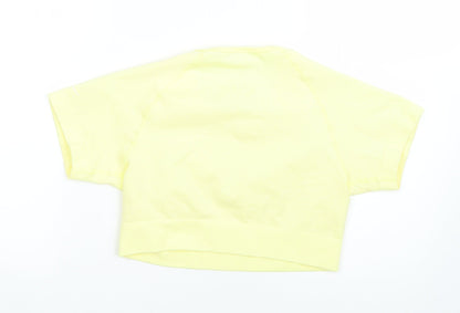 Boohoo Womens Yellow  Polyamide Cropped T-Shirt Size M Round Neck