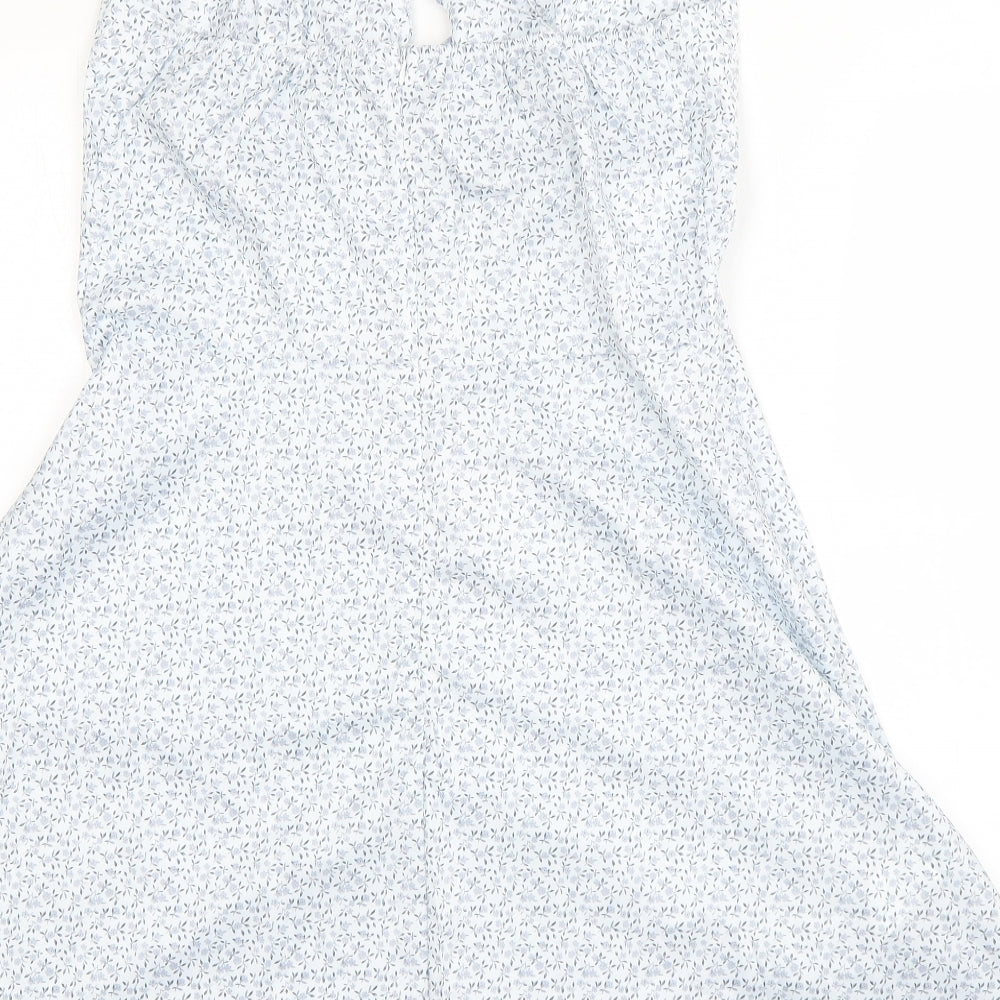Preworn Womens Blue Floral Polyester A-Line  Size L  Square Neck