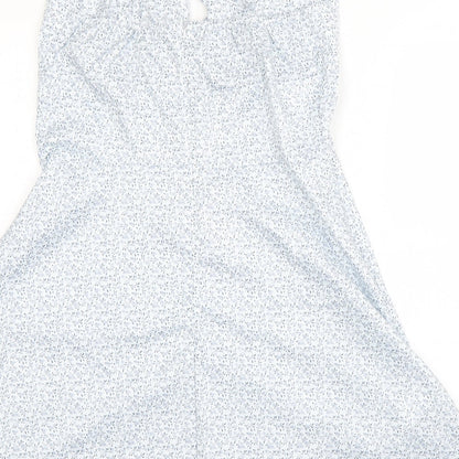 Preworn Womens Blue Floral Polyester A-Line  Size L  Square Neck
