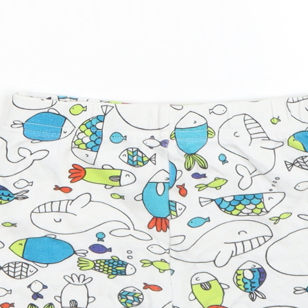 George Boys White  Cotton Sweatpants Trousers Size 12 Months   - sea animals
