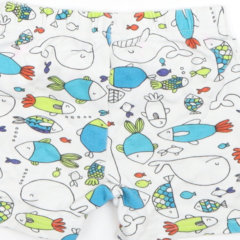 George Boys White  Cotton Sweatpants Trousers Size 12 Months   - sea animals