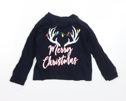 Kids Boys Blue  Cotton  Pyjama Top Size 4-5 Years   - christmas