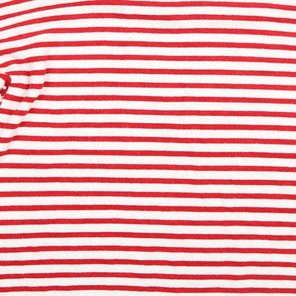 H&M Mens White Round Neck Striped Viscose Pullover Jumper Size S