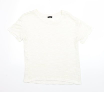 F&F Womens White Round Neck  Acrylic Pullover Jumper Size 8