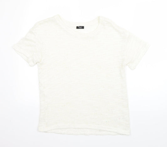 F&F Womens White Round Neck  Acrylic Pullover Jumper Size 8