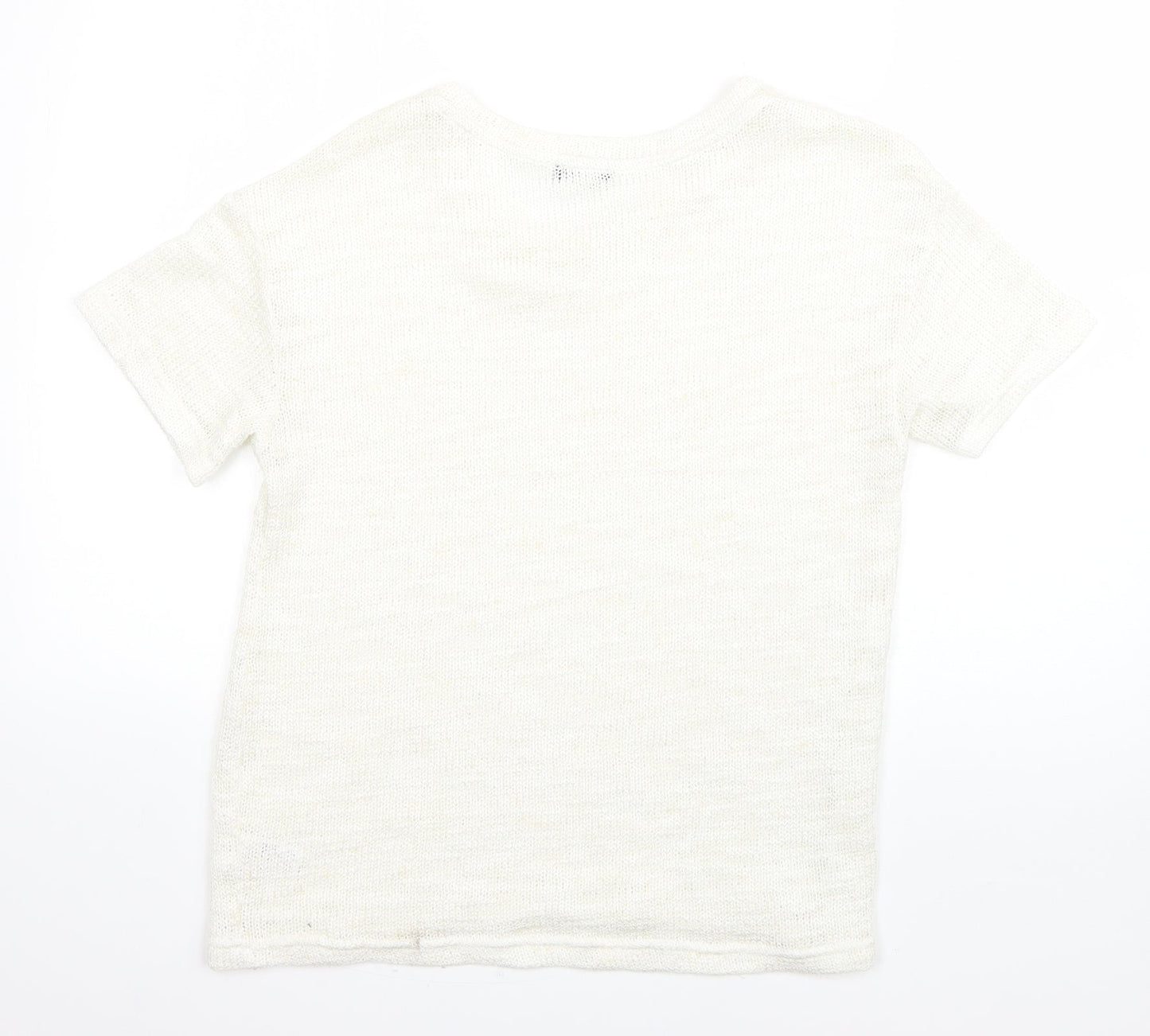 F&F Womens White Round Neck  Acrylic Pullover Jumper Size 8