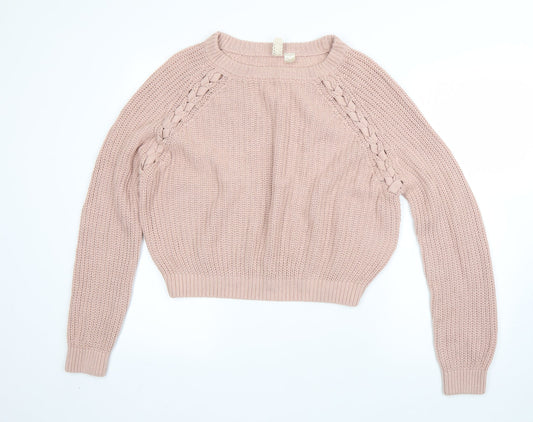 Womens UK Size M Divided Pink Pullover Jumper
