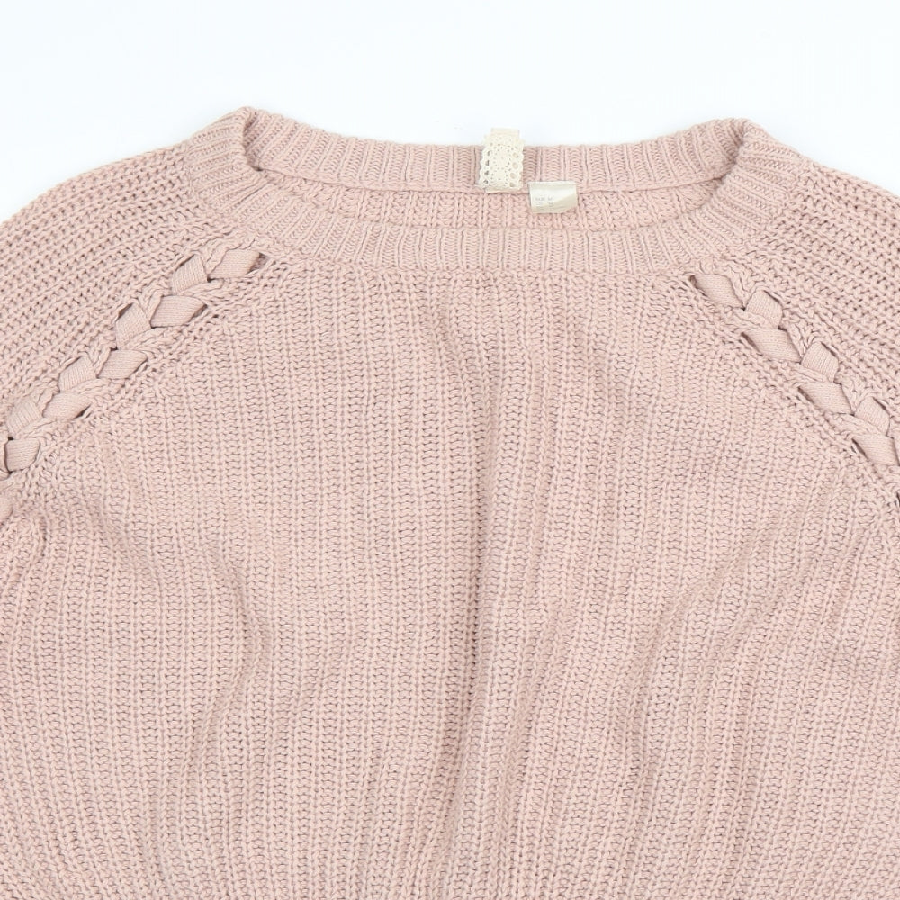 Womens UK Size M Divided Pink Pullover Jumper