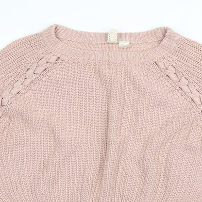 Womens UK Size M Divided Pink Pullover Jumper