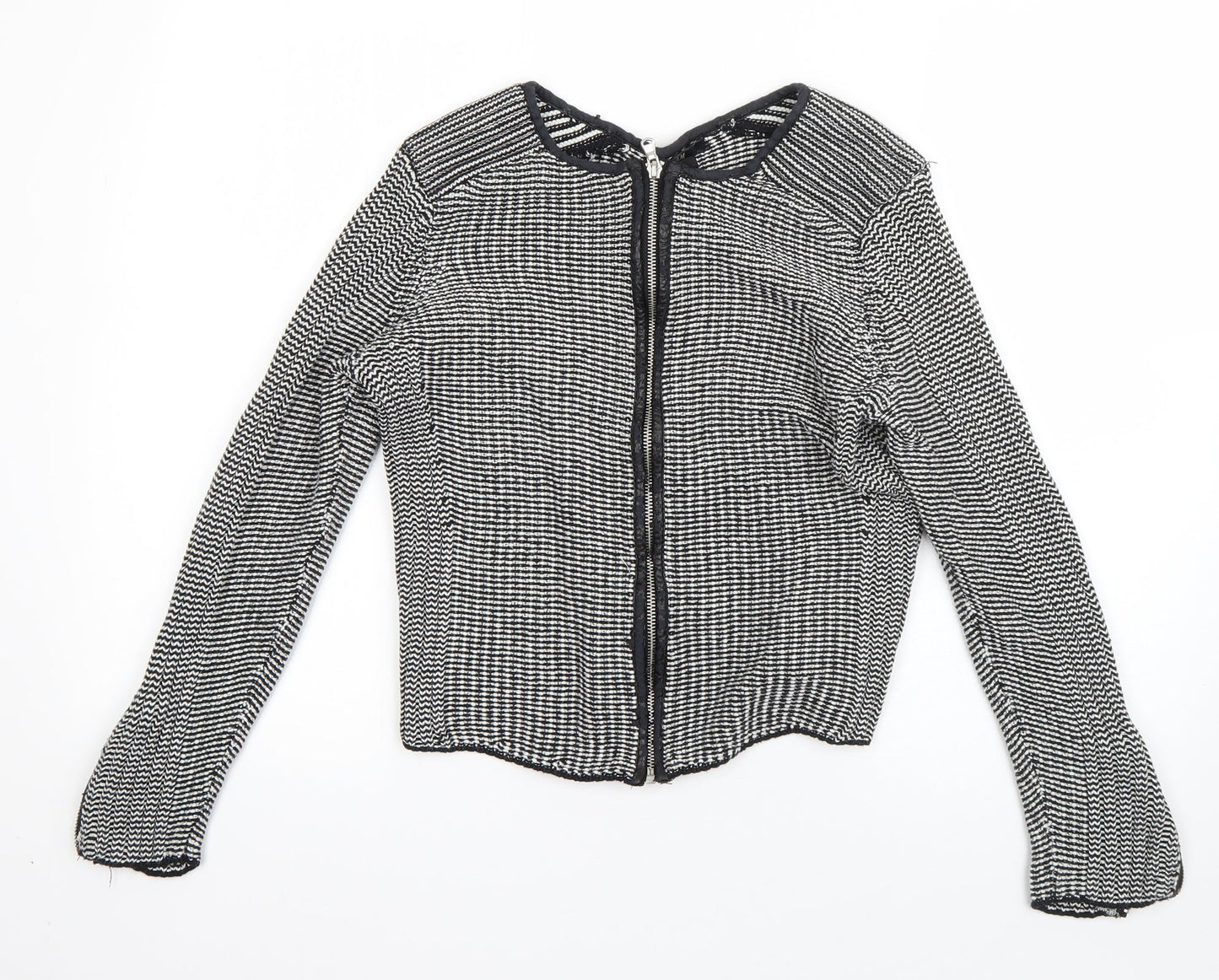 Womens UK Size M H&M Black Full Zip Jumper